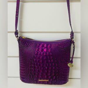 Brahmin Purple Crossbody Bag with Crocodile Embossing new without tags